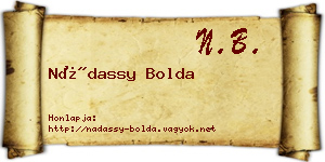 Nádassy Bolda névjegykártya
